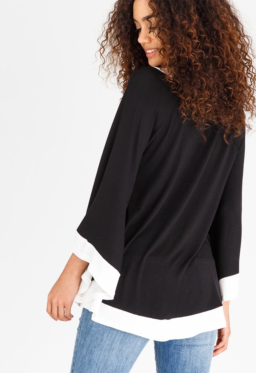 edit - Colourblock Batwing Top Black and White