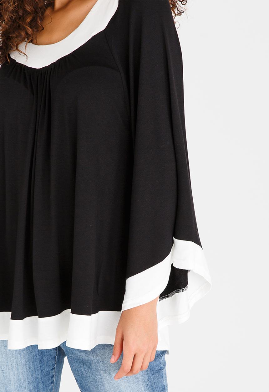 edit - Colourblock Batwing Top Black and White