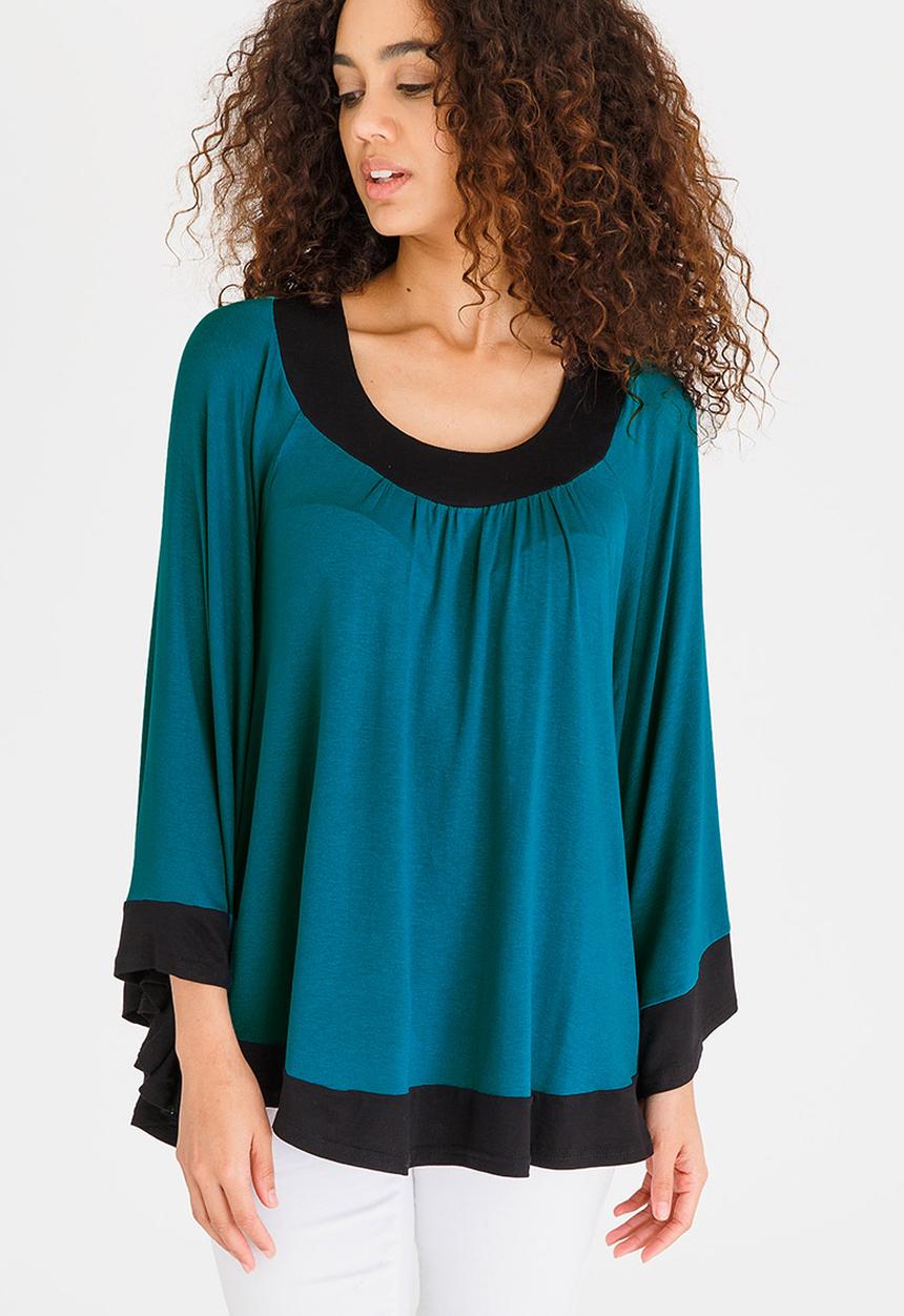 edit - Colourblock Batwing Top Dark Green