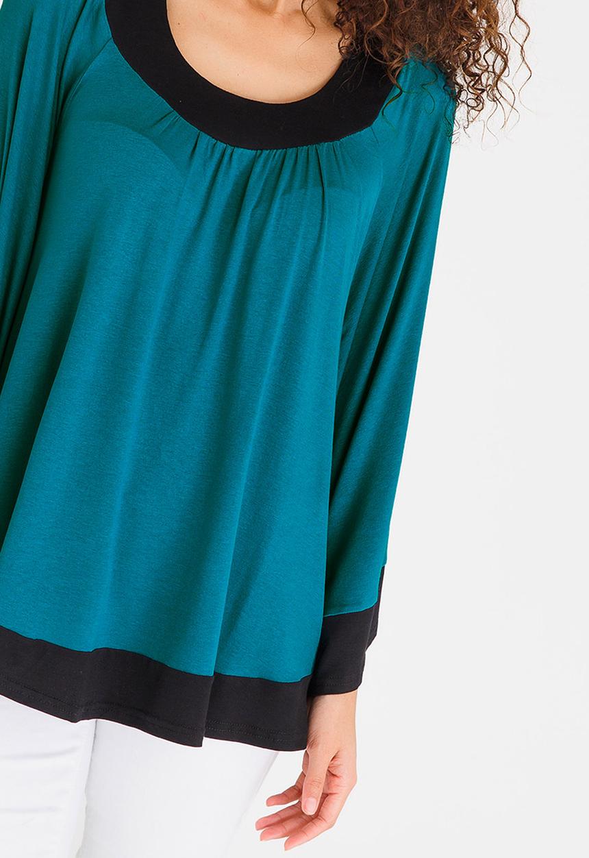 edit - Colourblock Batwing Top Dark Green