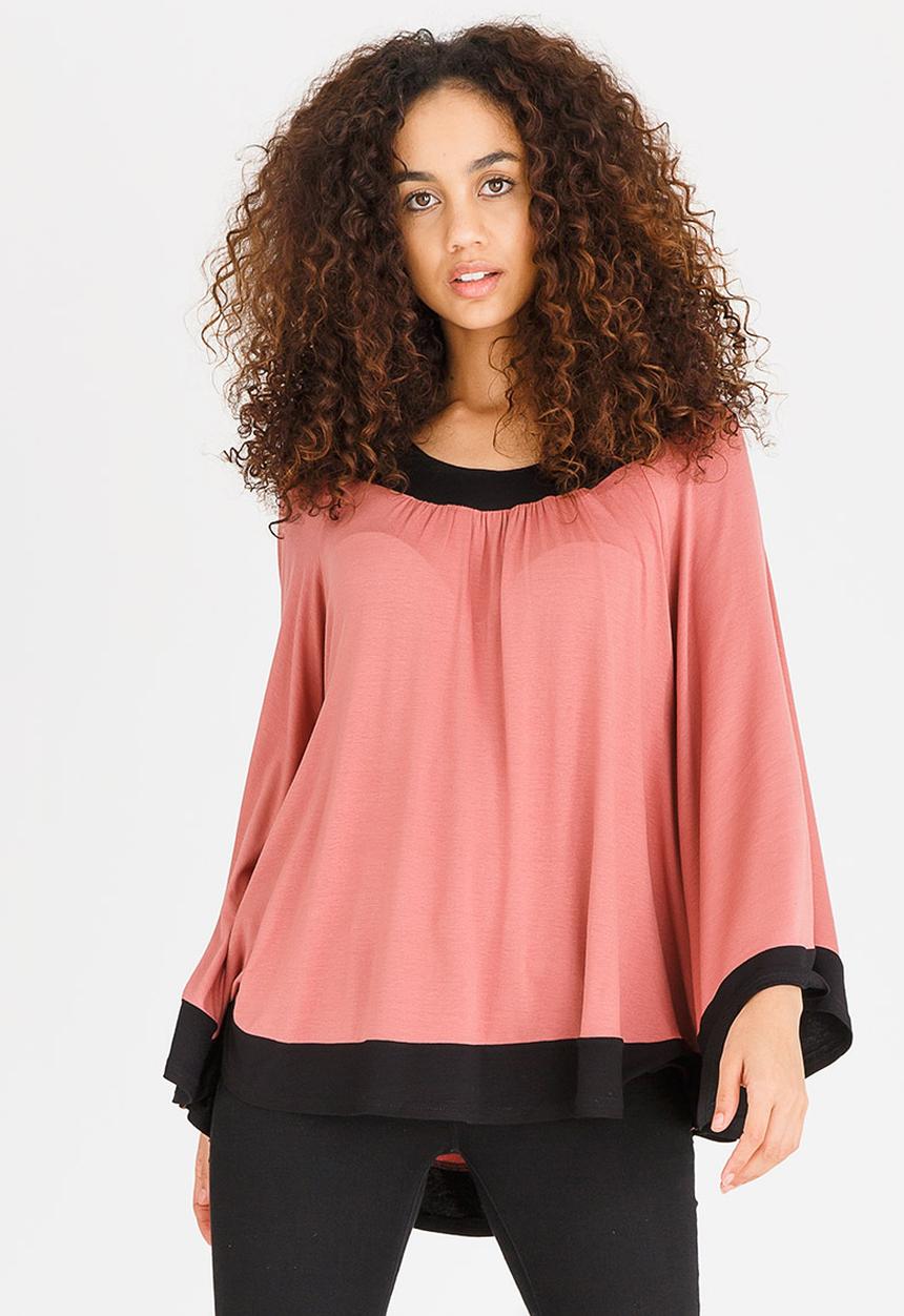 edit - Colourblock Batwing Top Pale Pink