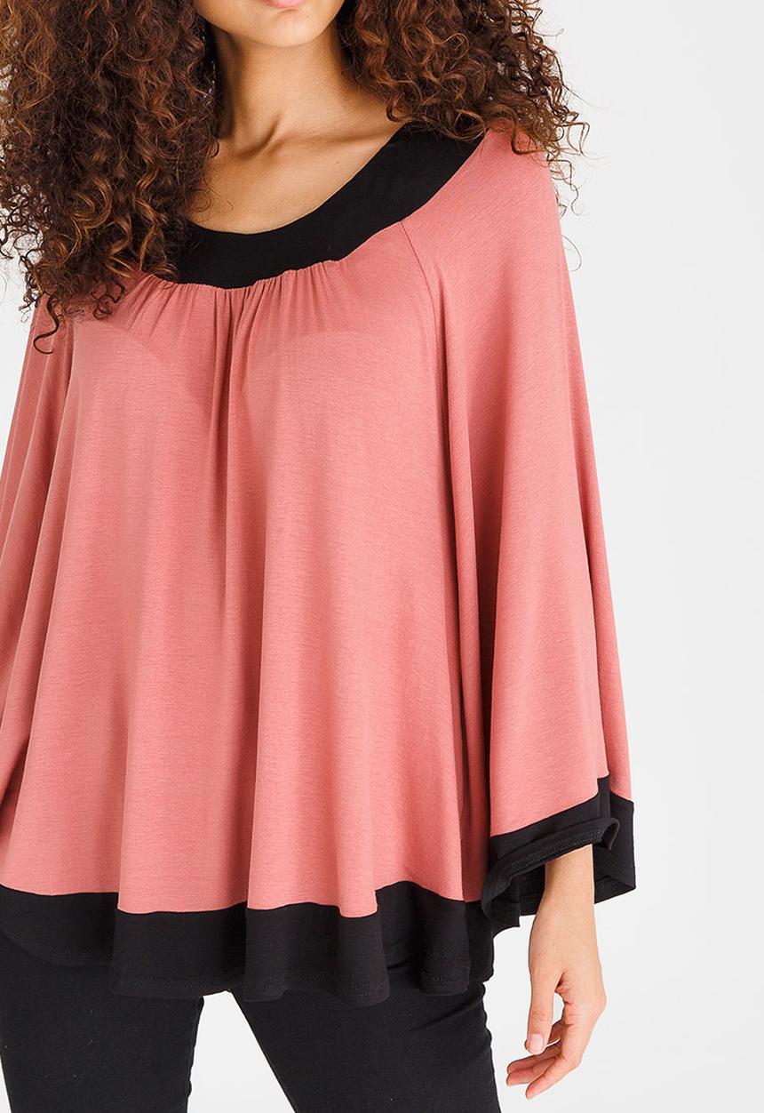 edit - Colourblock Batwing Top Pale Pink