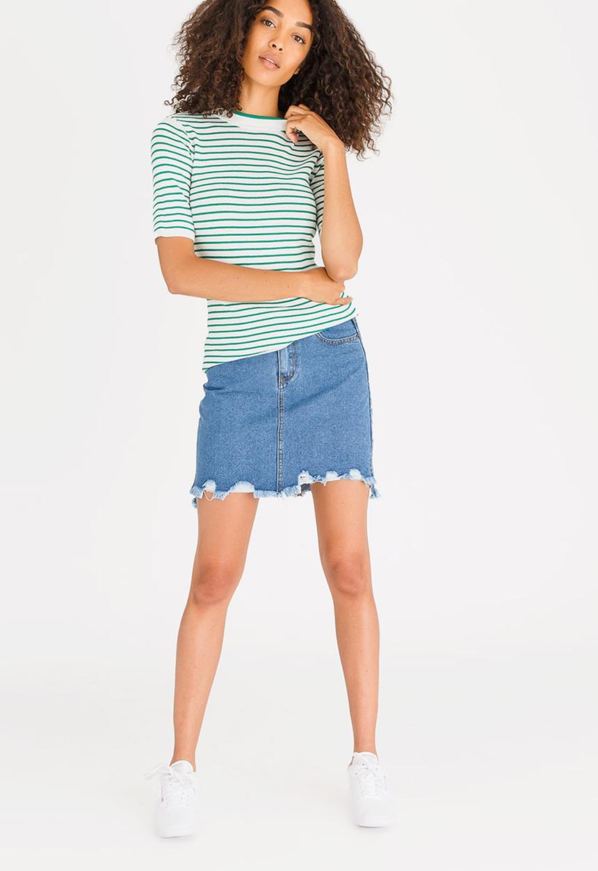Pieces - Saria Short Sleeve Knit Top Green