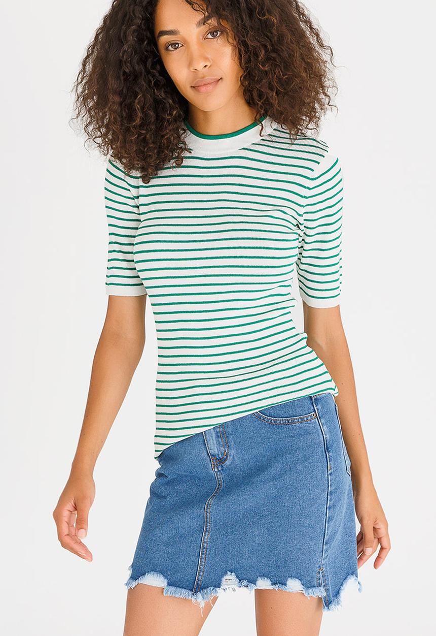 Pieces - Saria Short Sleeve Knit Top Green
