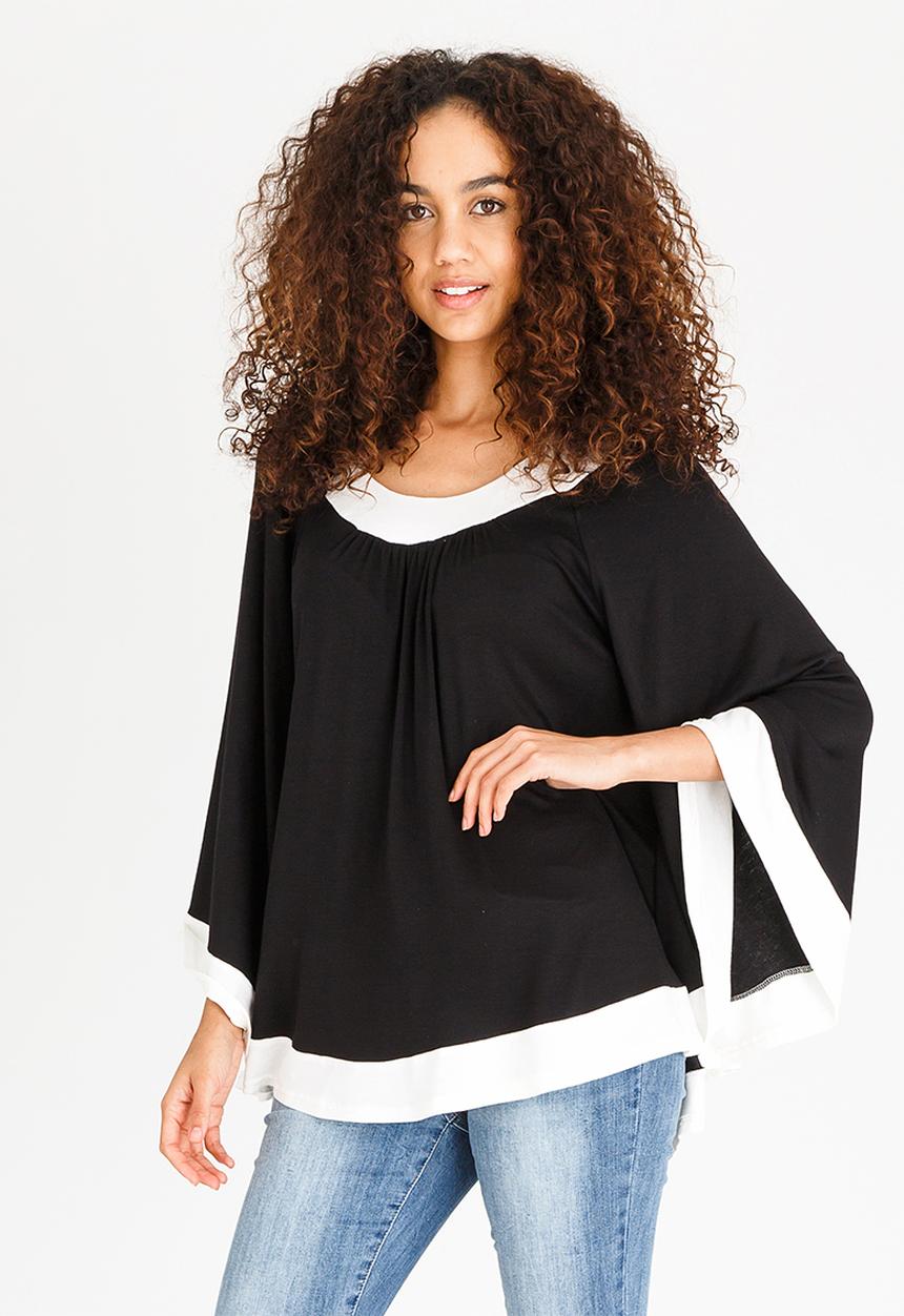edit - Colourblock Batwing Top Black and White