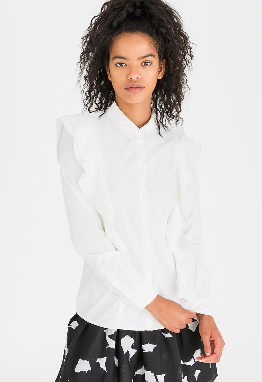 Pieces - Mawanna Frill Shirt White