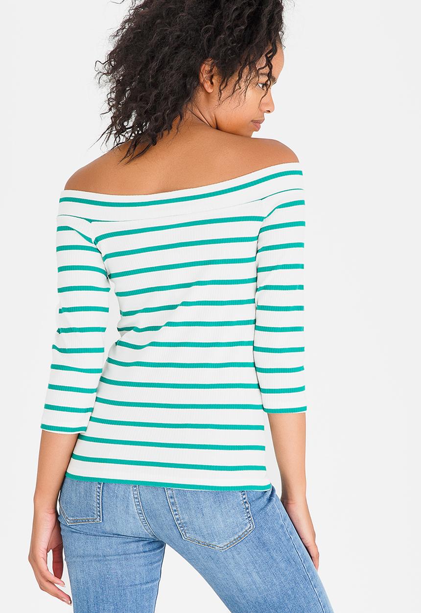 Pieces - Sisa Off-the-shoulder Top Green