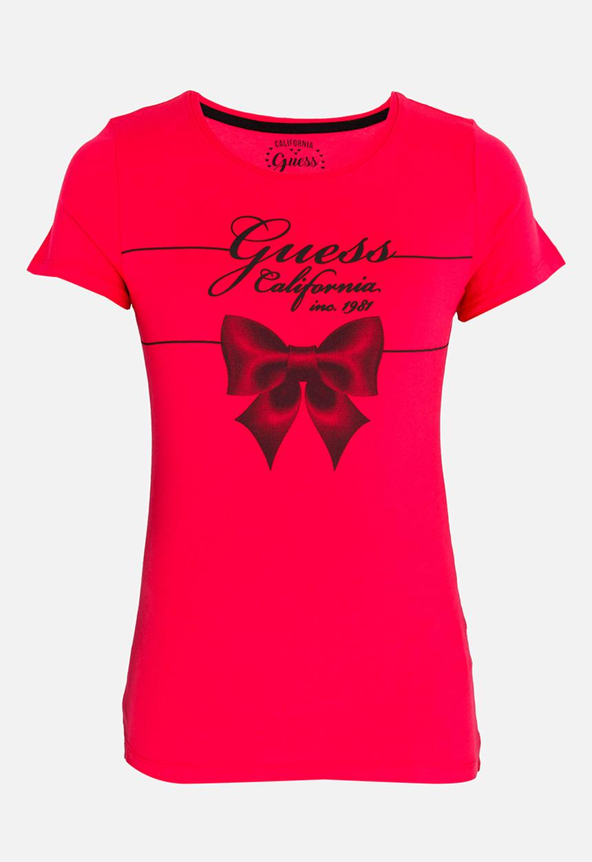 GUESS - Printed Bow Tee Dark Pink