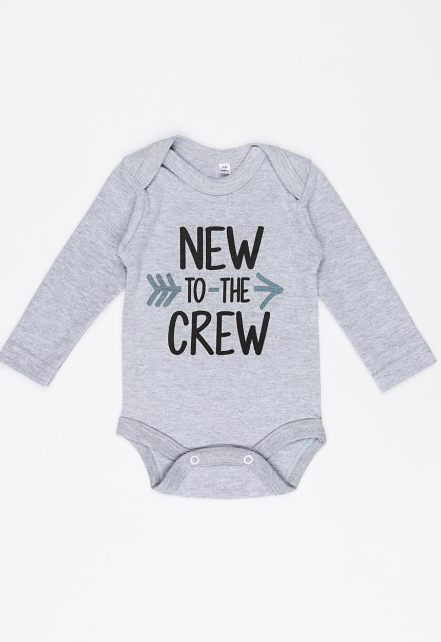 Funky Shop - New to the crew baby grow - grey