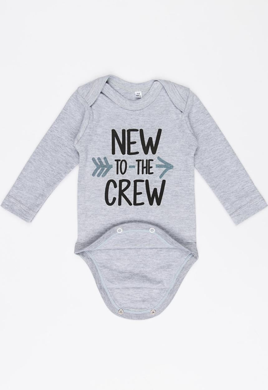 Funky Shop - New to the crew baby grow - grey
