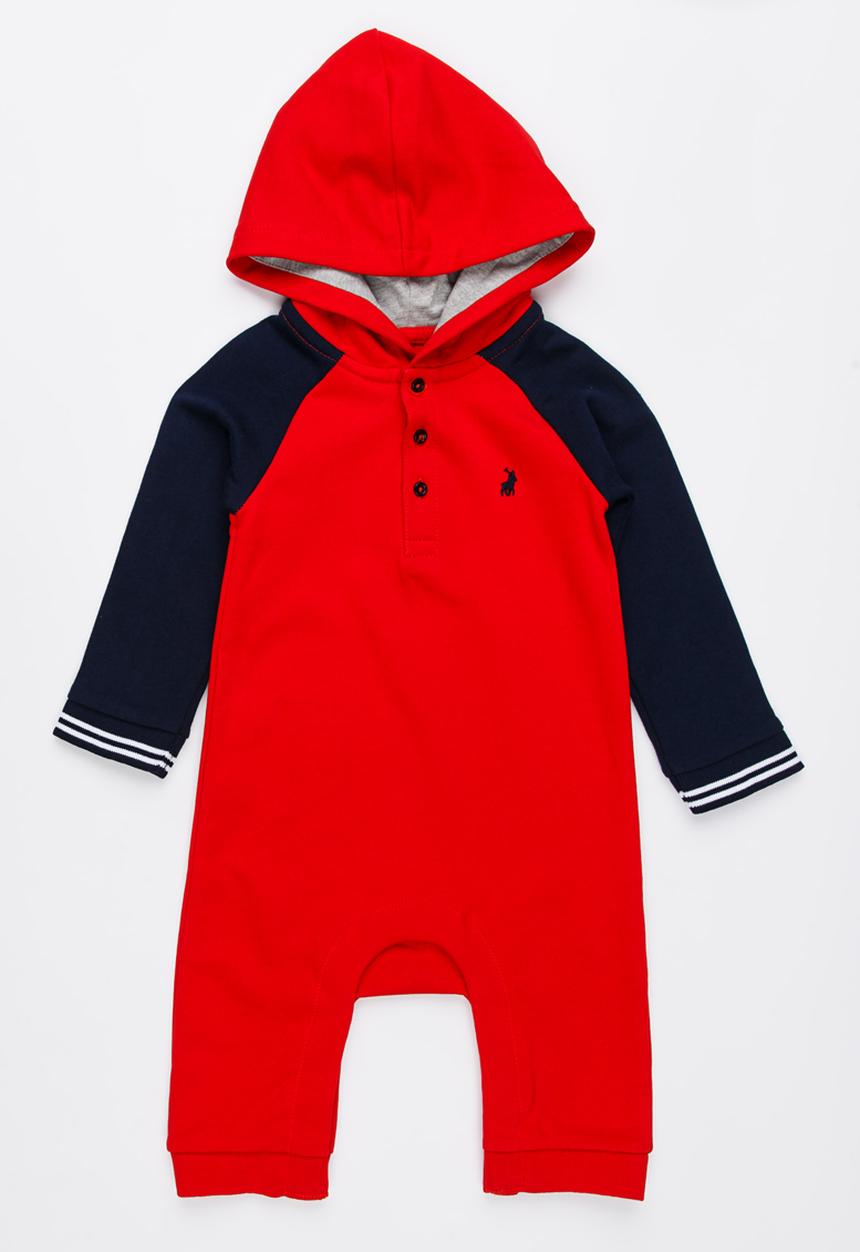 POLO - Dexter Hooded Babygrow Red