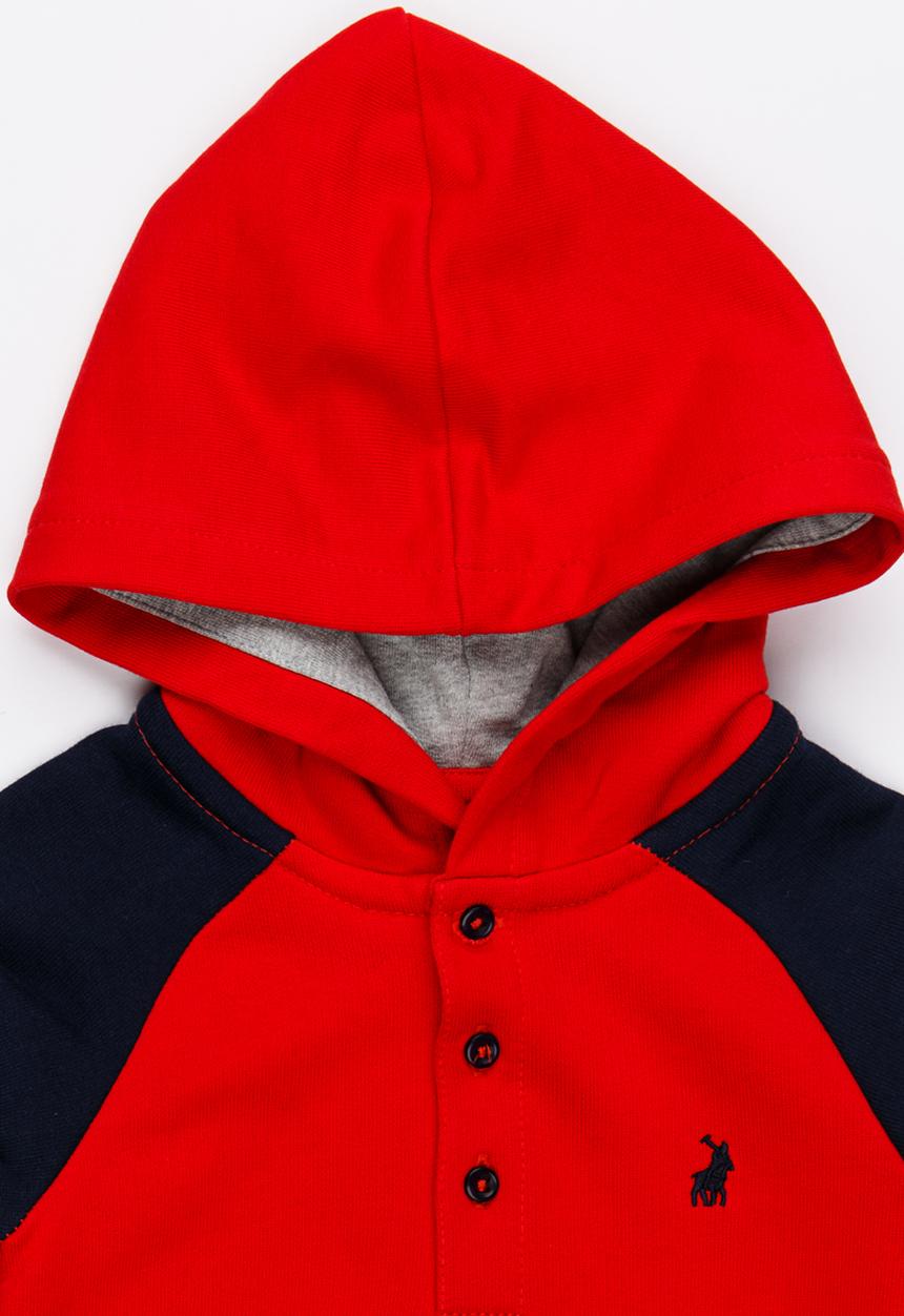 POLO - Dexter Hooded Babygrow Red