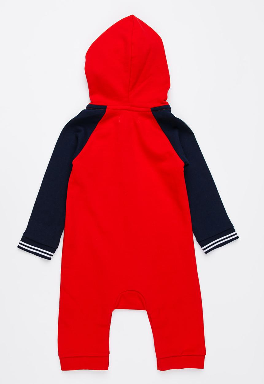 POLO - Dexter Hooded Babygrow Red