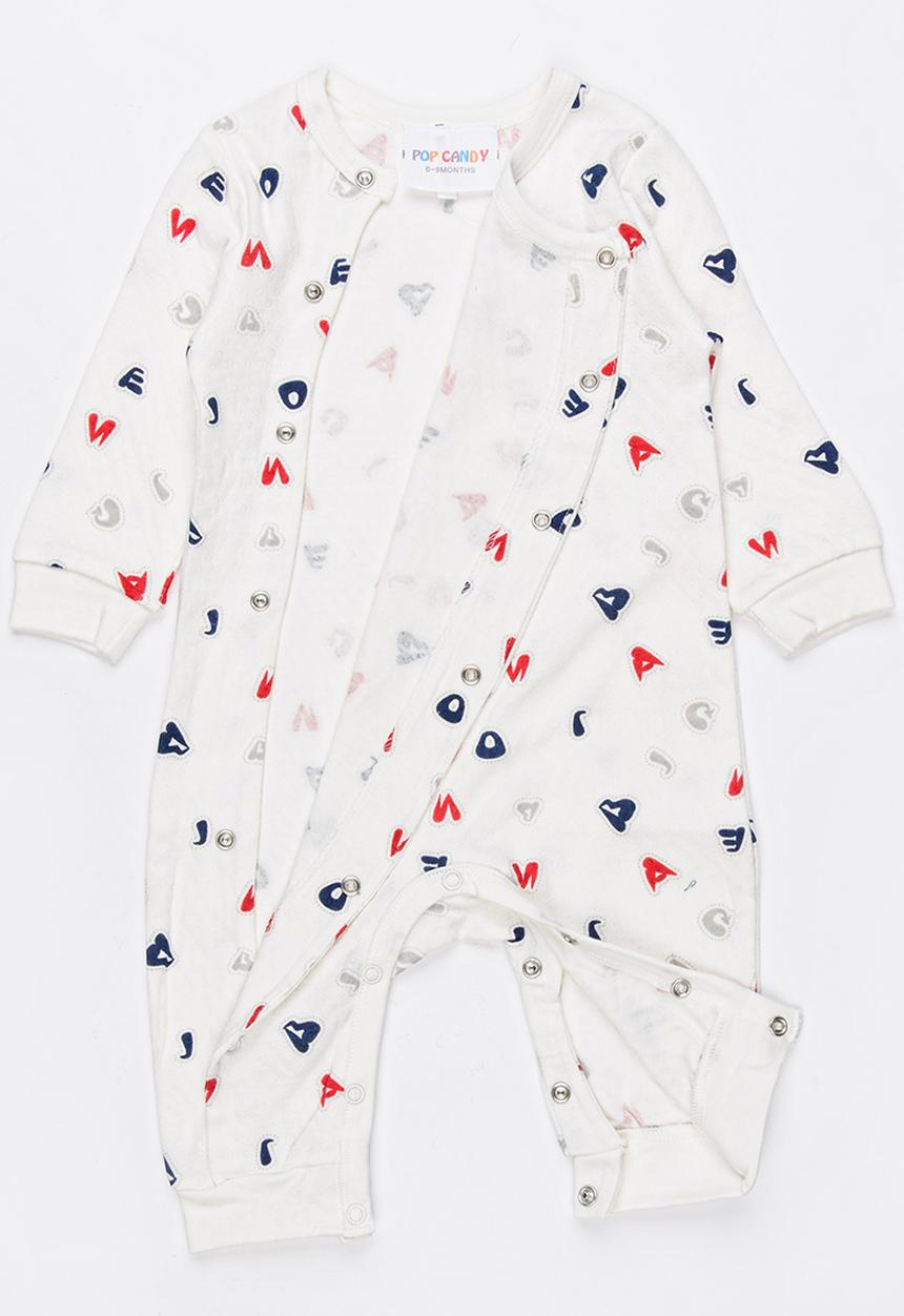 Pop Candy - Alphabet printed sleep suit - white