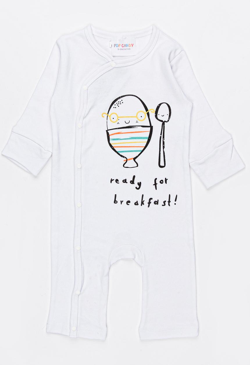 Pop Candy - Printed ready for breakfast bodysuit - white
