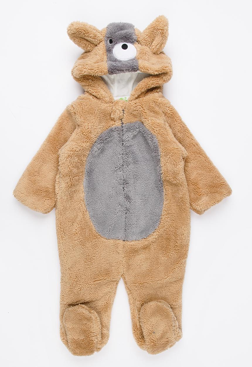 Pop Candy - Fleece Onesie with Embroidered Face Brown