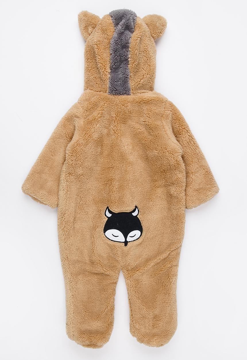Pop Candy - Fleece Onesie with Embroidered Face Brown