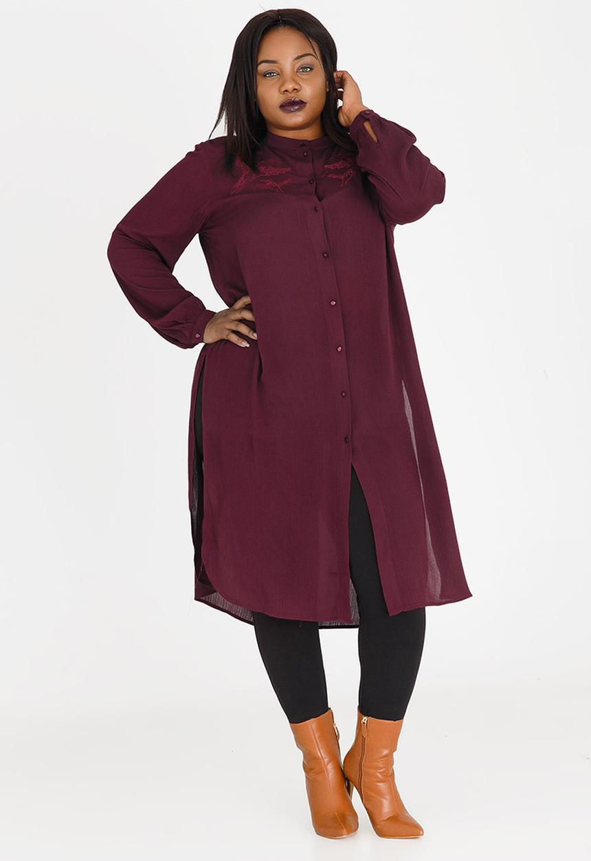 Marique Yssel - Judy Shirt Tunic with Embroidery Burgundy