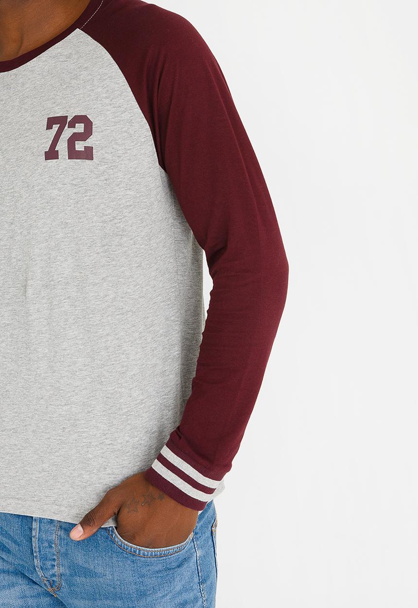 Brave Soul - Granite Cotton Raglan Tee Grey