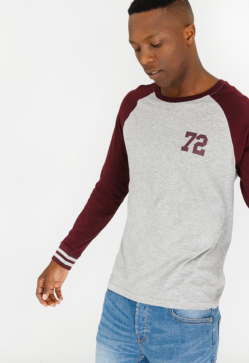 Brave Soul - Granite Cotton Raglan Tee Grey