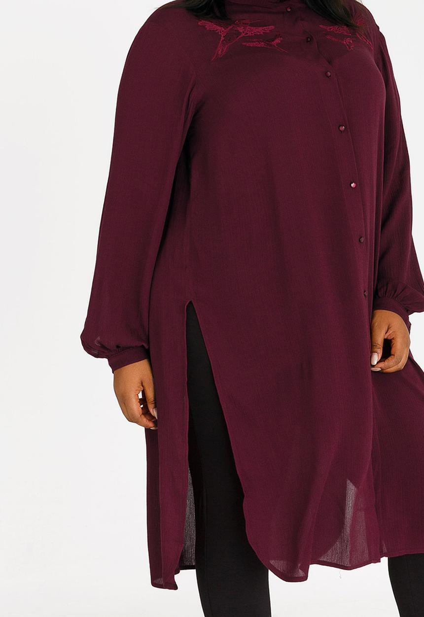 Marique Yssel - Judy Shirt Tunic with Embroidery Burgundy