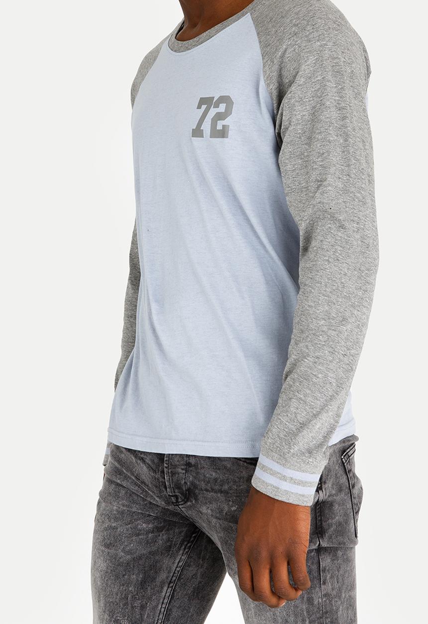 Brave Soul - Granite Cotton Raglan Tee Pale Blue