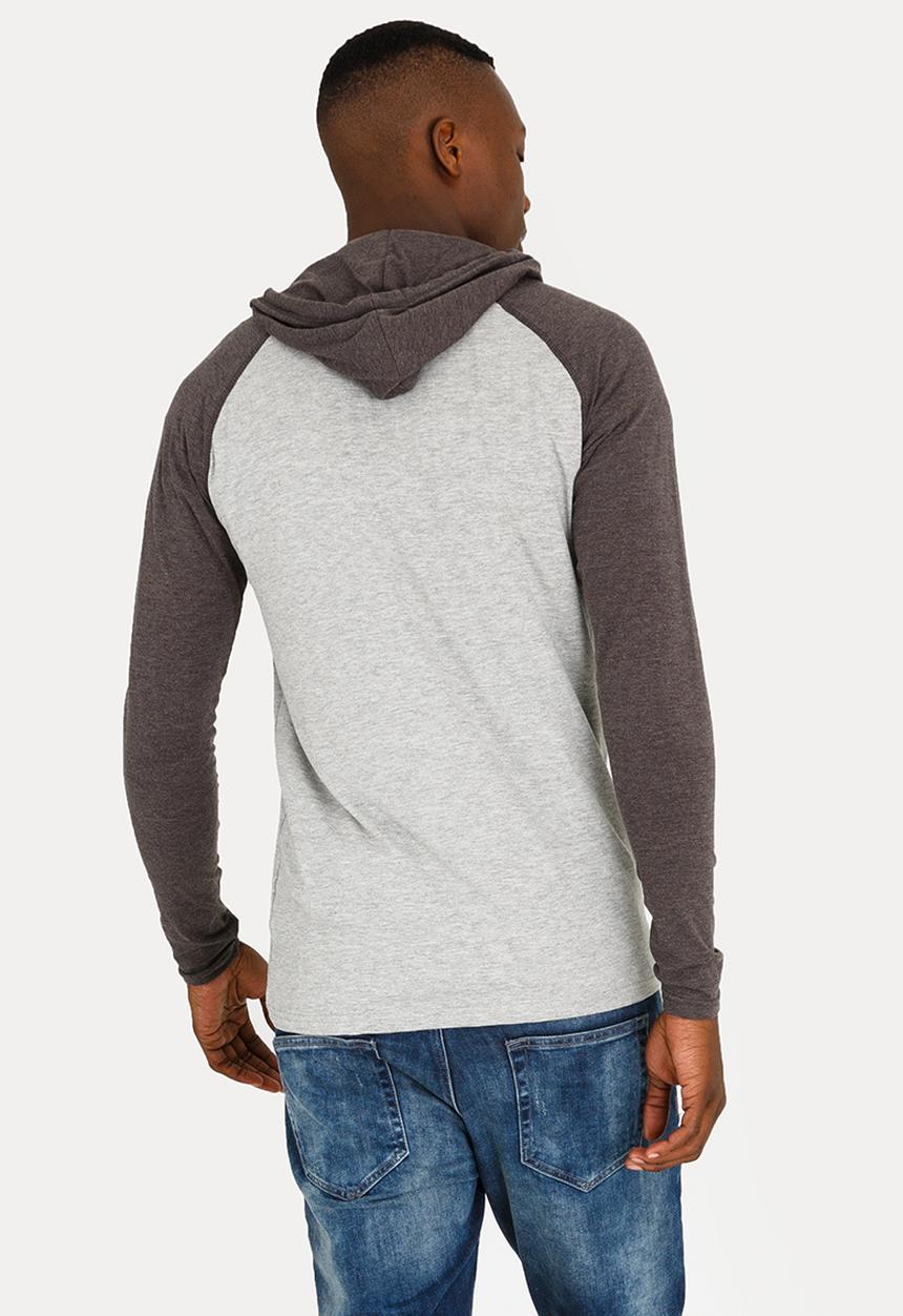 Brave Soul - Hooded Jersey Top Grey Melange