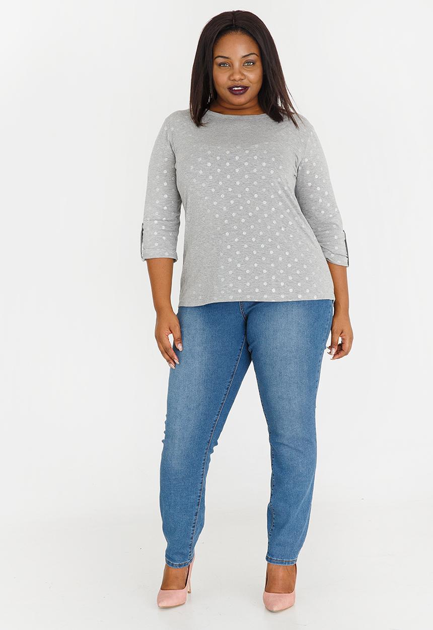 edit Plus - Polka Dot T-Shirt Grey