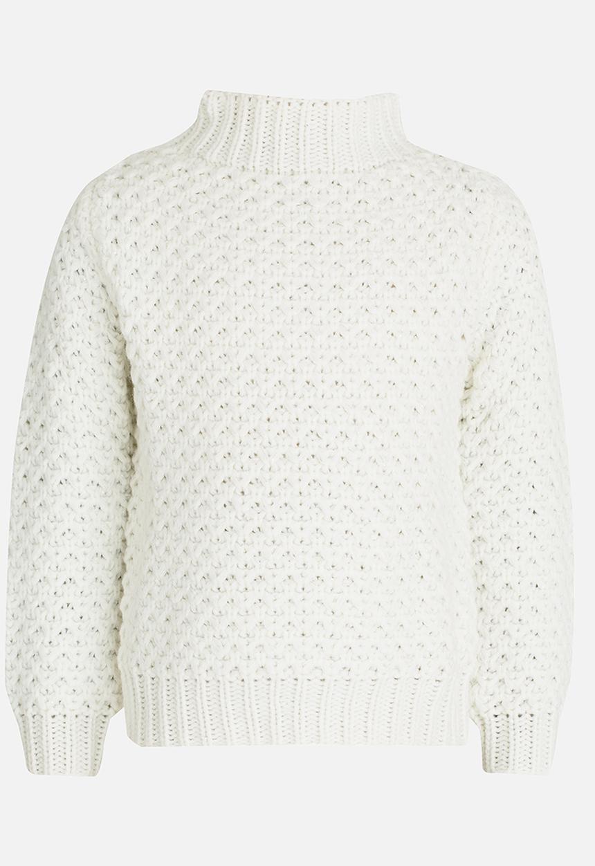 Pop Candy - Lurex stand collar sweater - white