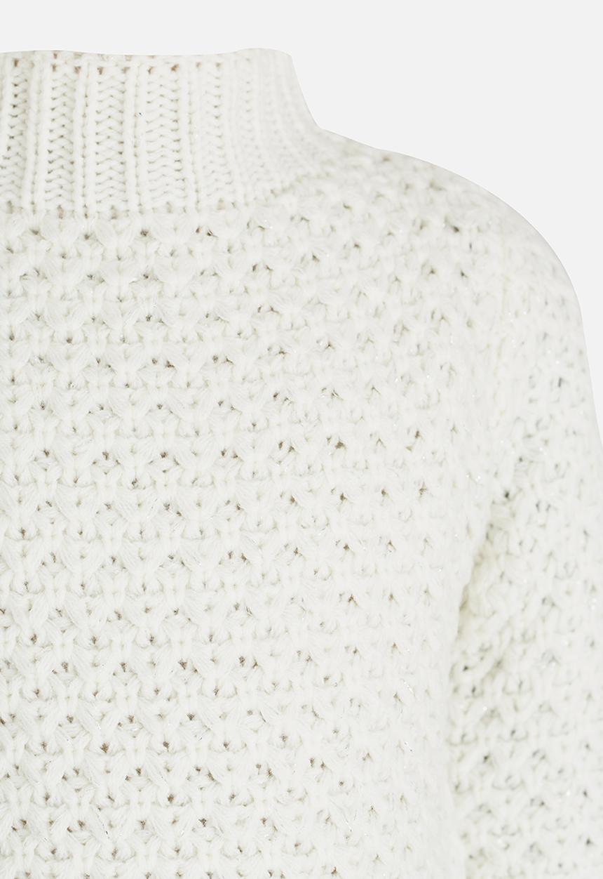 Pop Candy - Lurex stand collar sweater - white
