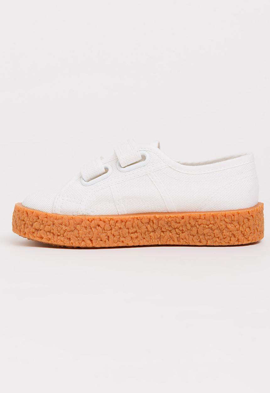 SUPERGA - Velcro strap sneaker with gum sole - white 
