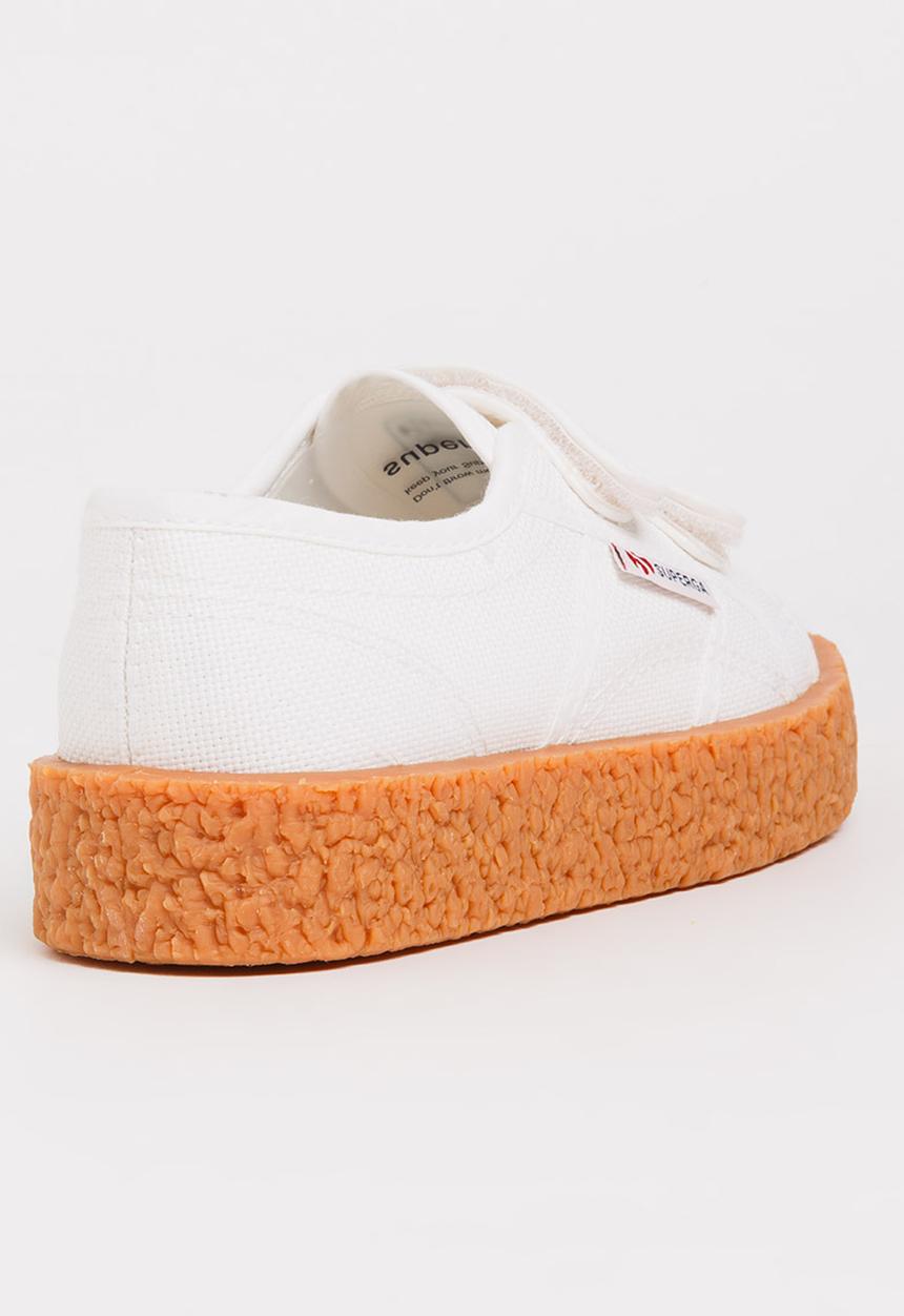 SUPERGA - Velcro strap sneaker with gum sole - white 