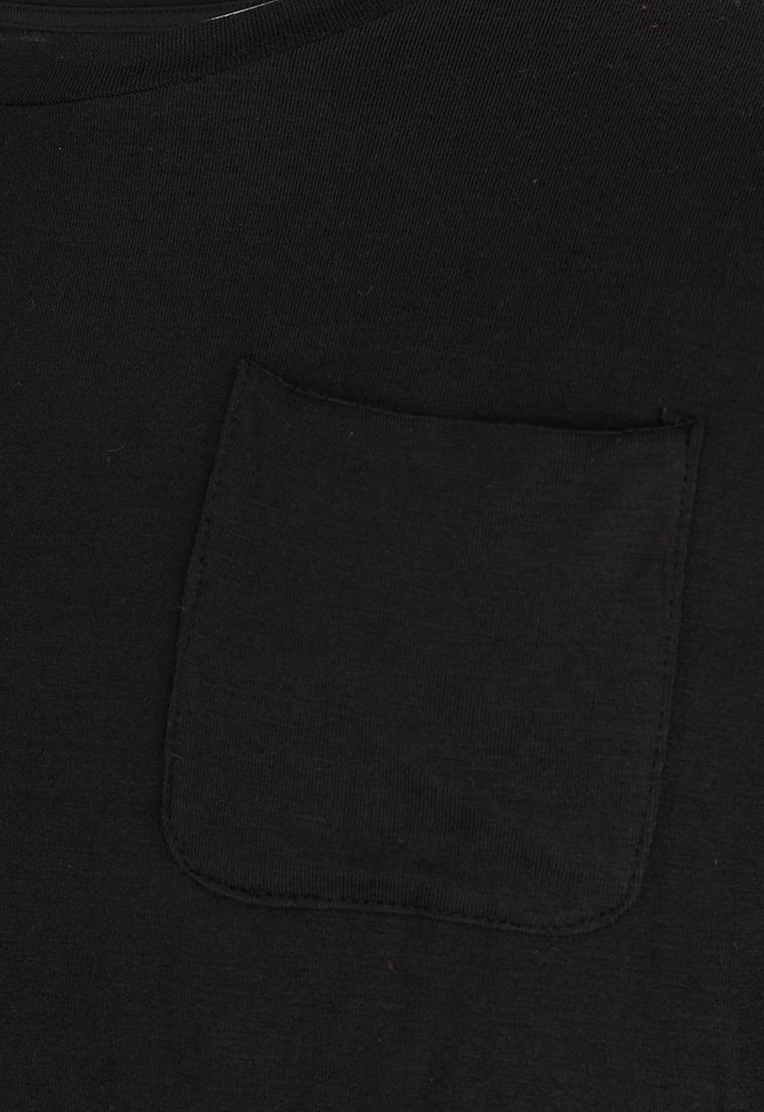 MINOTI - Longer Length Tee with Raw Edge Chest Pocket Black