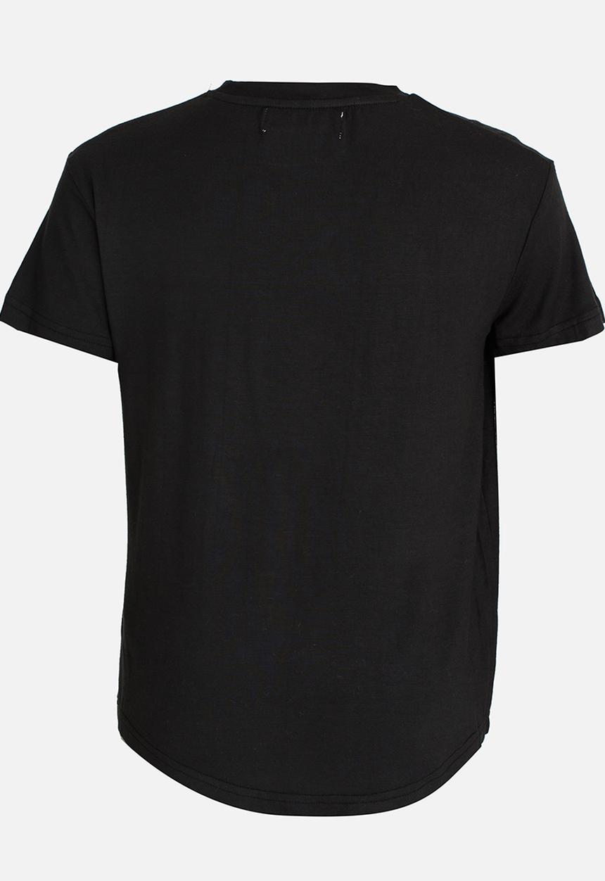 MINOTI - Longer Length Tee with Raw Edge Chest Pocket Black