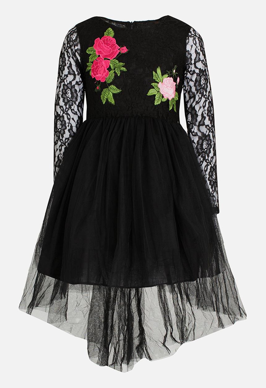 Pop Candy - Printed Long Sleeve Dress Black