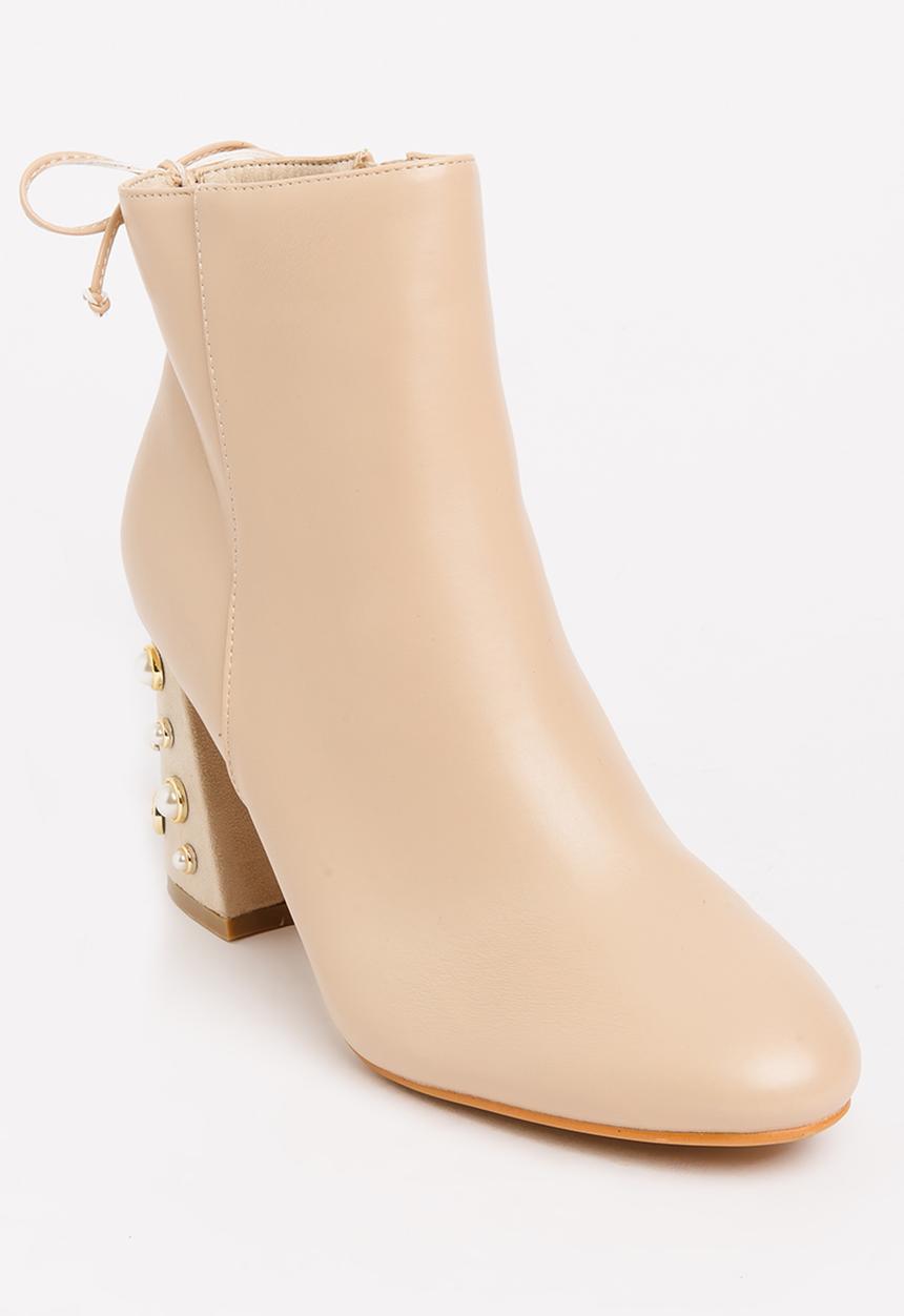Dolce Vita - Vienna Embellished Heel Ankle Boots Nude