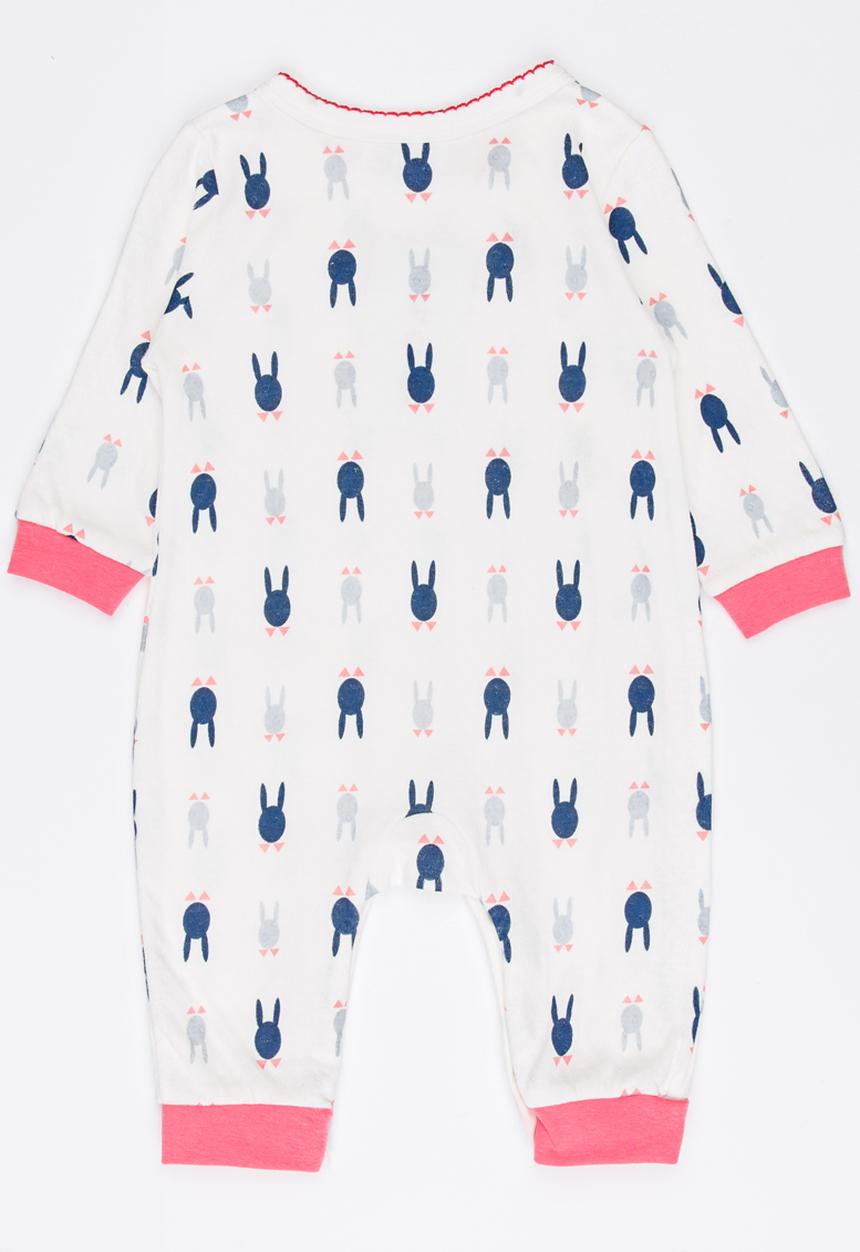 Pop Candy - Printed bunny sleepsuit - white