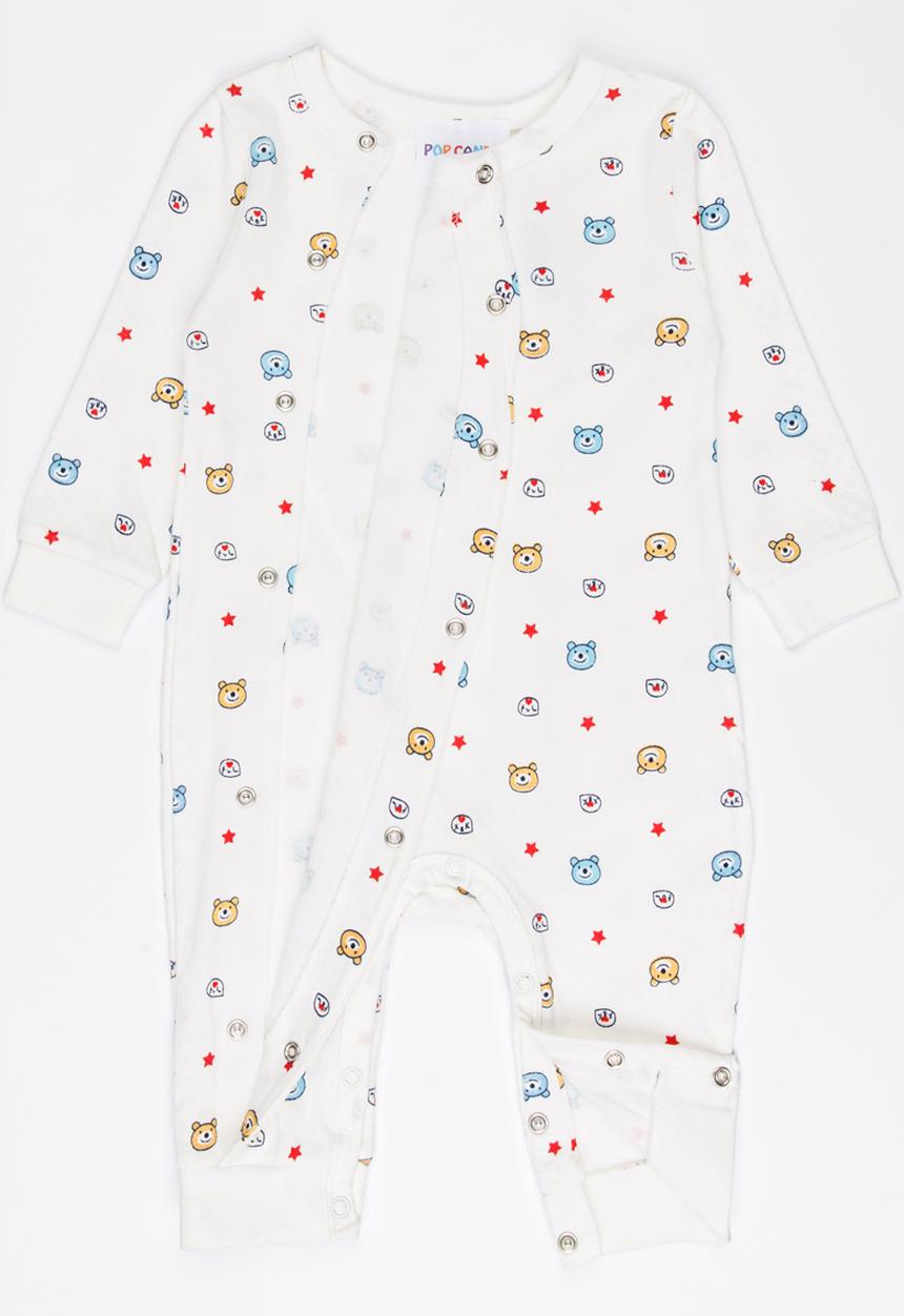 Pop Candy - Printed sleep suit with press stud closure - white