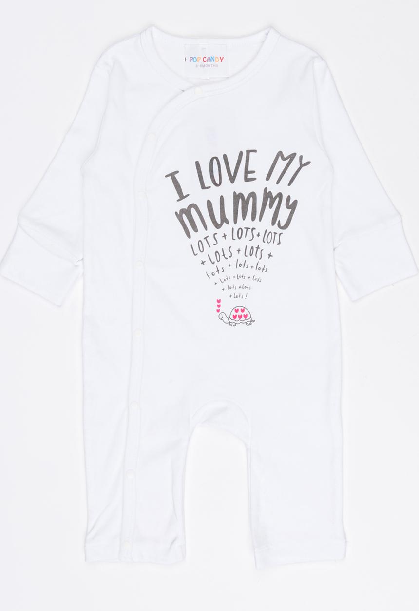 Pop Candy - Printed I love my mummy bodysuit - white