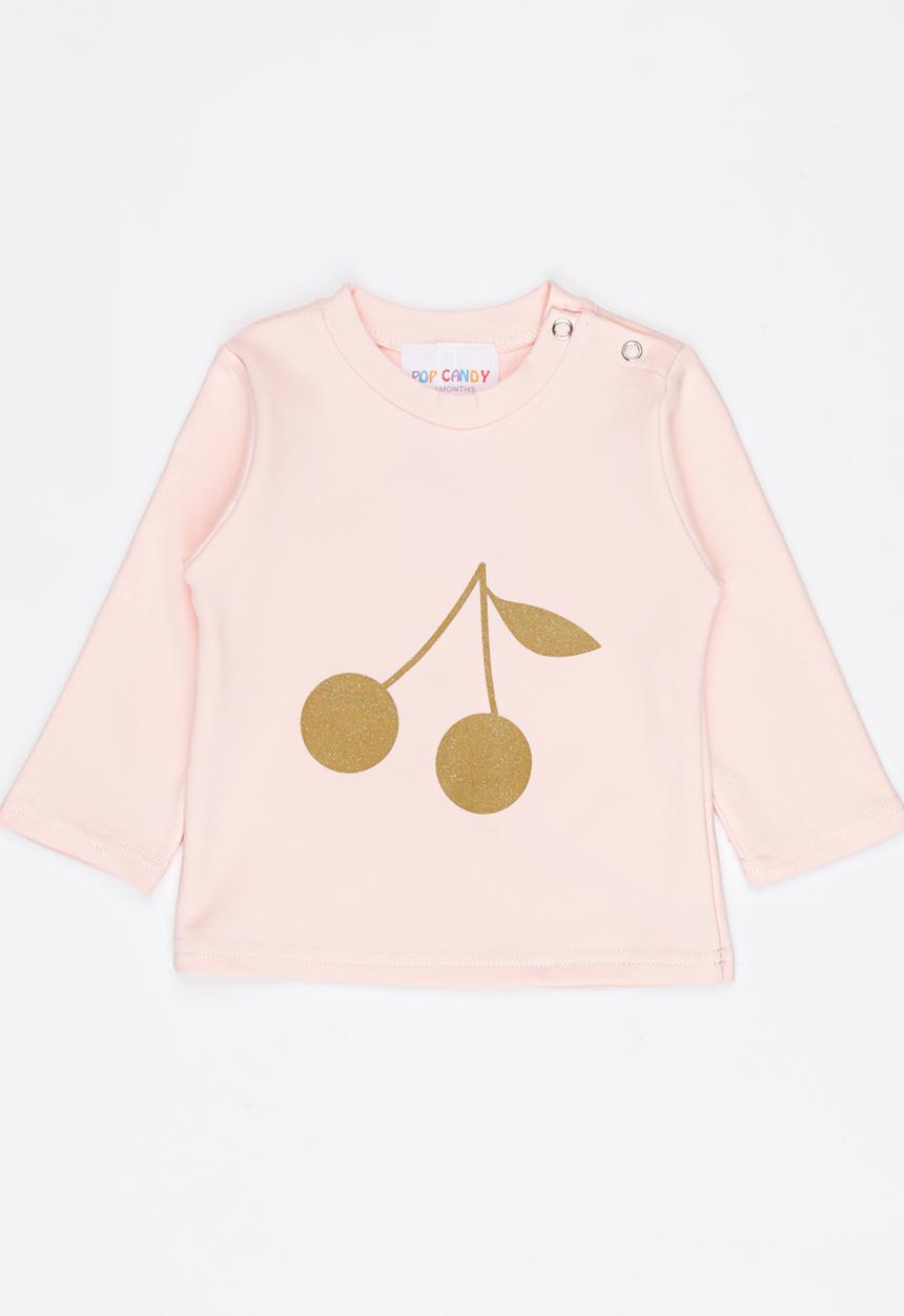 Pop Candy - Long Sleeve Printed Tee Pale Pink