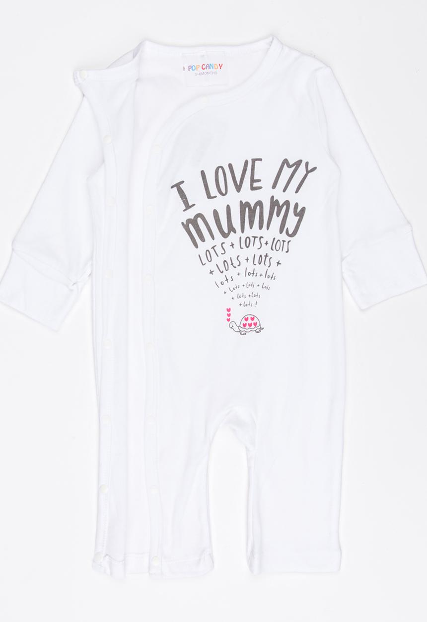 Pop Candy - Printed I love my mummy bodysuit - white