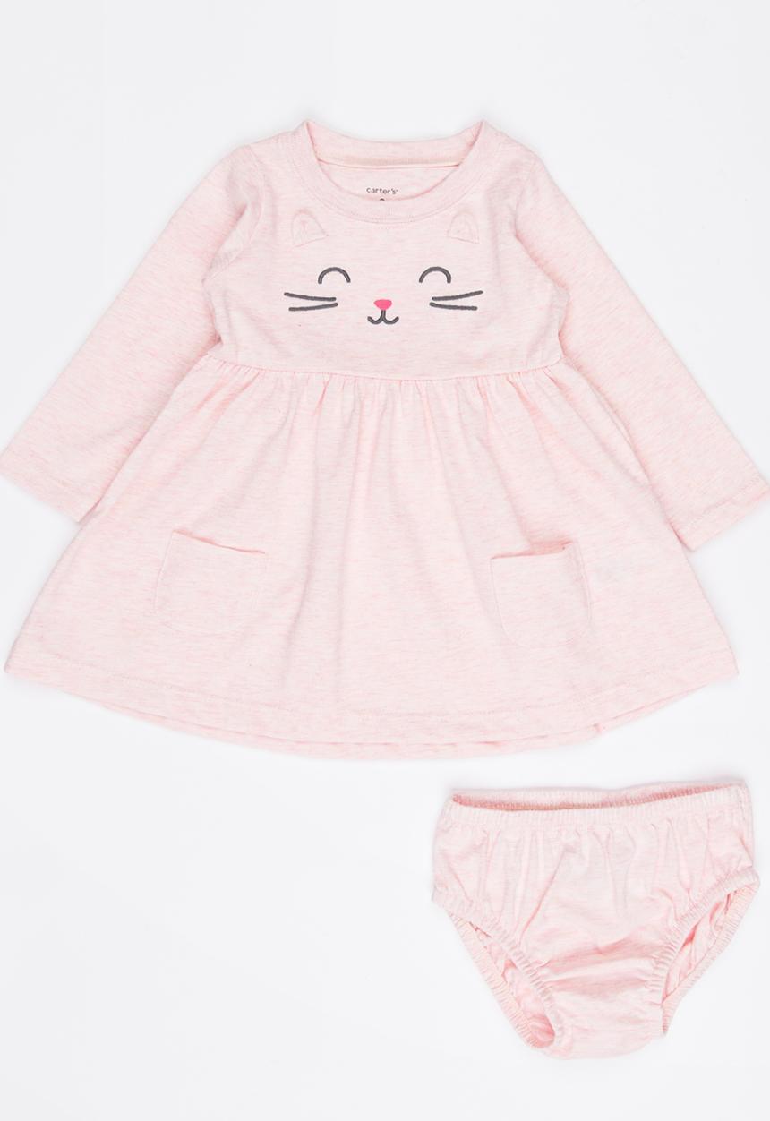 Pop Candy - Long Sleeve Dress Set Mid Pink