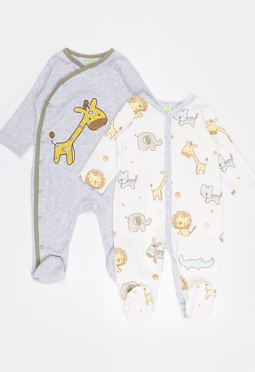 Pop Candy - 2 Pack Printed Bodysuit Set White