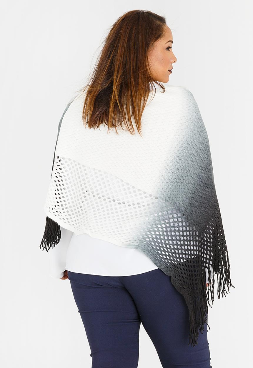Joy Collectables - Ombre Lattice Poncho Black and Grey