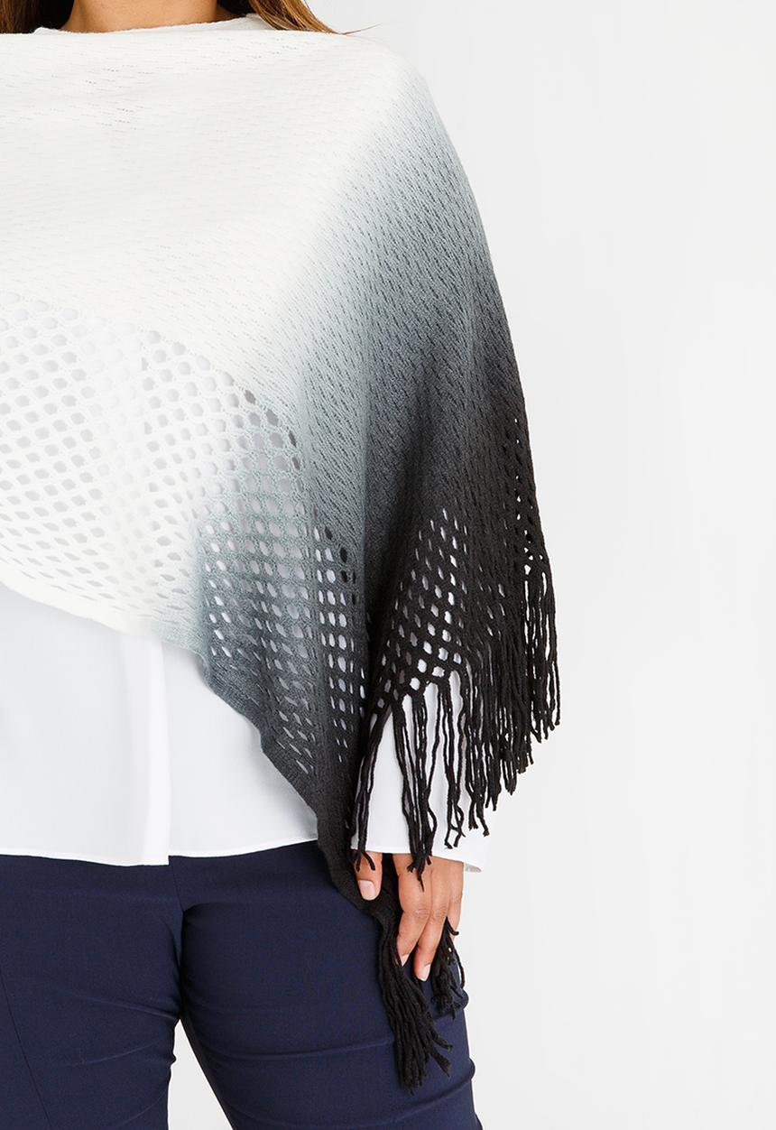 Joy Collectables - Ombre Lattice Poncho Black and Grey