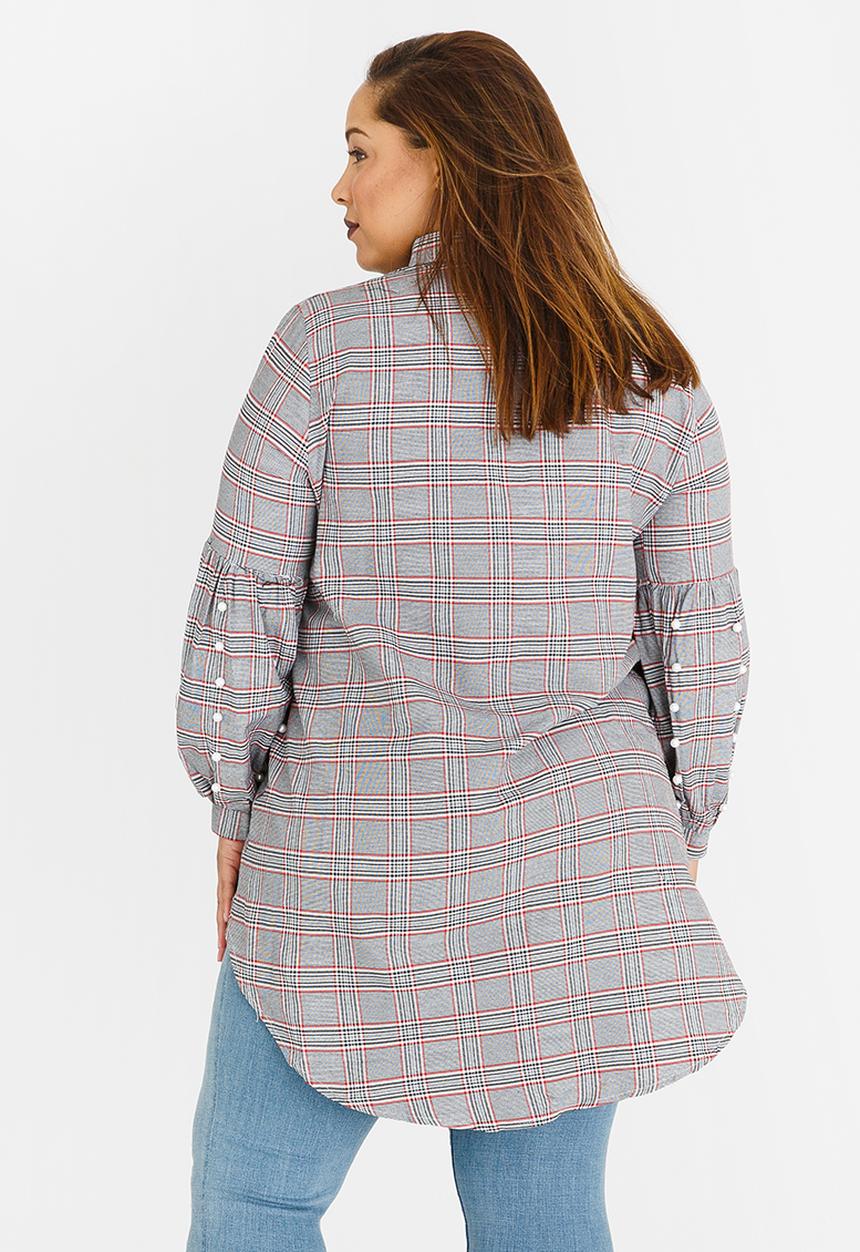 STYLE REPUBLIC PLUS - Pearl Detail Volume Sleeve Shirt Red
