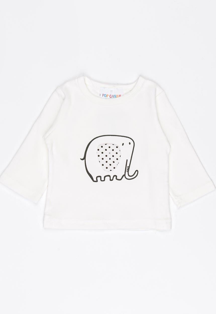 Pop Candy - Long Sleeve Printed Tee White