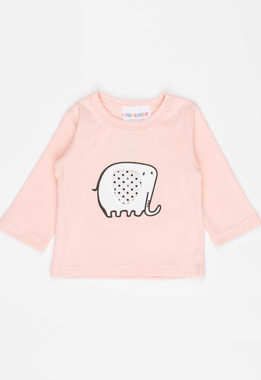 Pop Candy - Long Sleeve Printed Tee Pale Pink