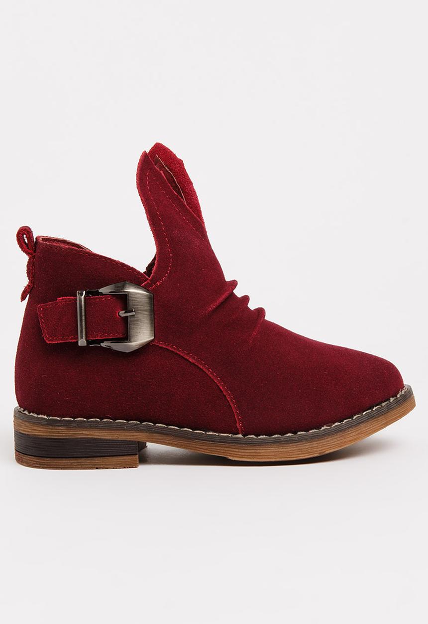 Pop Candy - Girls Suede Ankle Boot Burgundy
