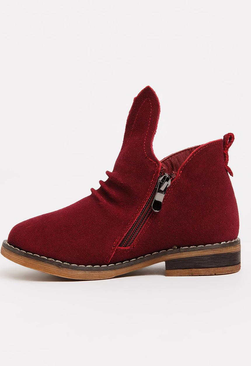 Pop Candy - Girls Suede Ankle Boot Burgundy